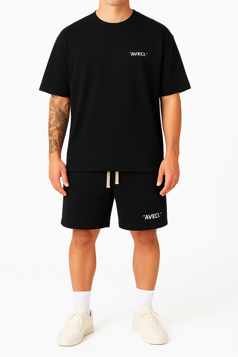 T-SHIRT BLACK  "AVECI." LOGO